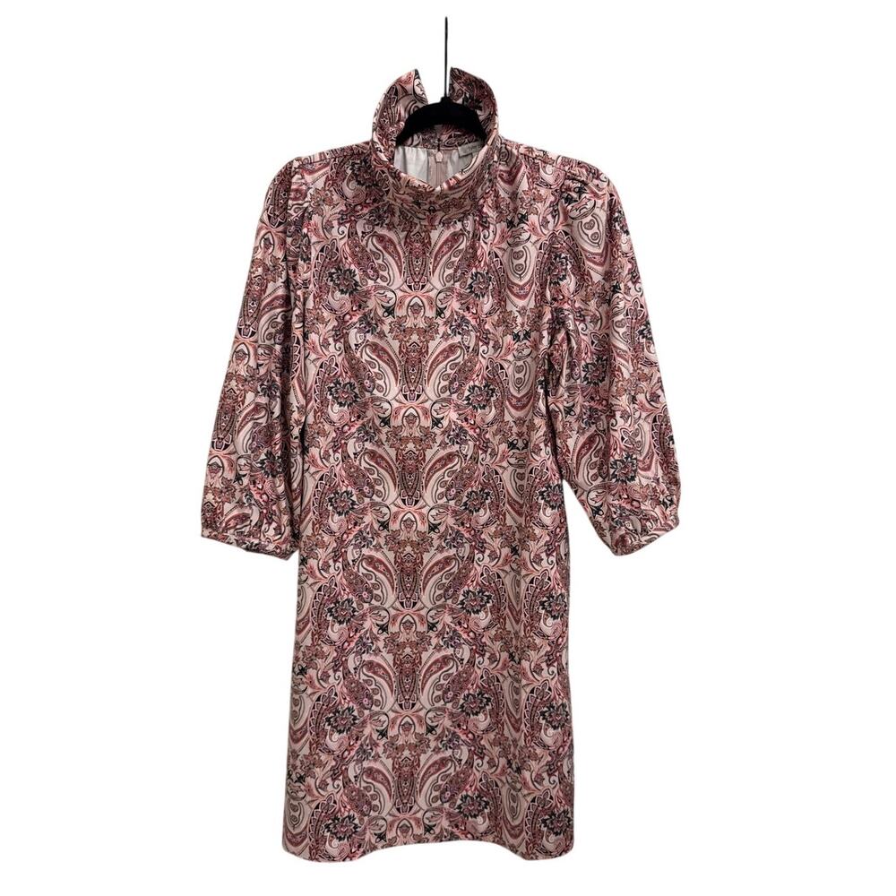 Tyler Boe Vicki Faux Suede Pink Paisley Feminine Dainty Dress Size Medium
